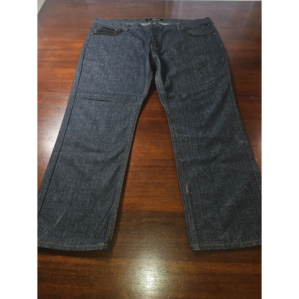 Enyce New York Jeans 48 X‎ 31 Baggy Grunge Dark Wash Faux Leather Trim